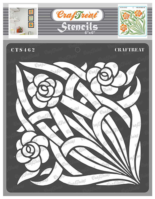 CrafTreat Stained Glass Flowers and Vines Stencil for Glass Painting Stencil 