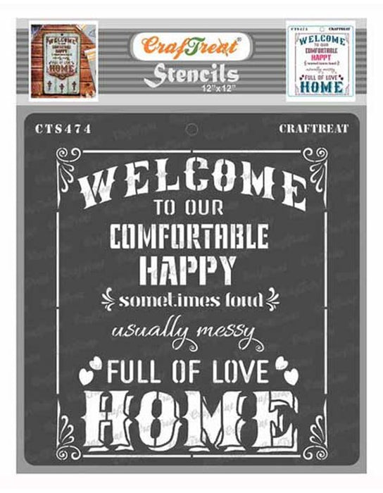 CrafTreat Welcome Home Stencil for Home Decor and Wall Art