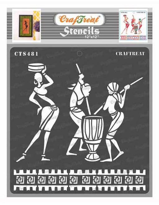 CrafTreat Tribal Stencils for Walls 12x12 Inches for Home Decor Projects