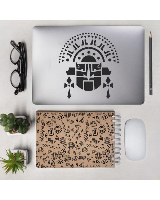 CrafTreat FolkArt background stencil on laptop cover and note pad