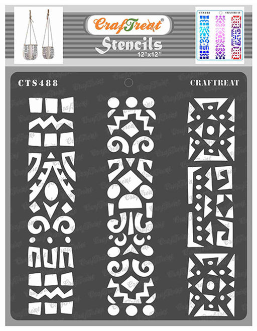 CrafTreat CTS488 Folk-art Stencil Tribal Stencil 