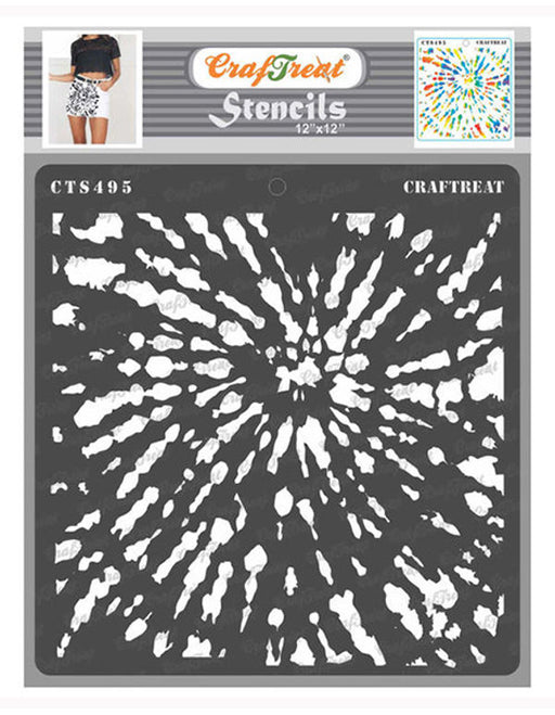 CrafTreat 12x12 Inches Tie Dye stencil for wall paintings
