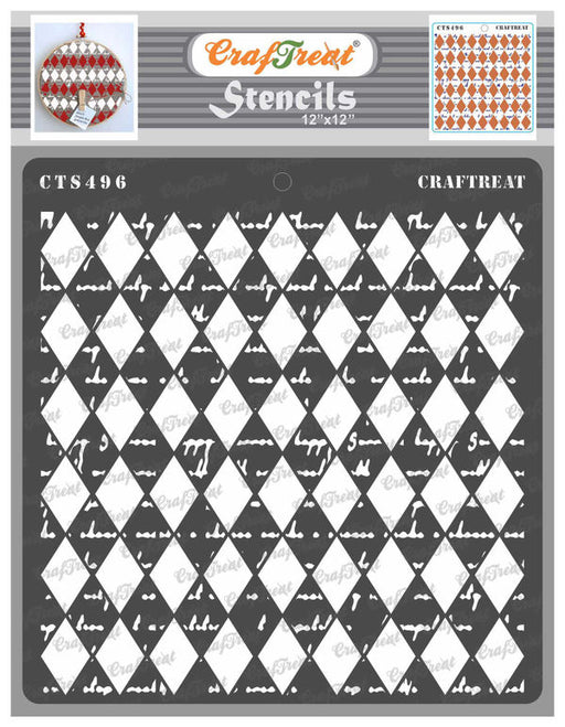 CrafTreat Harlequin Script Diamond Stencil Background Stencil 