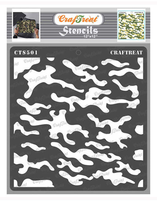 CrafTreat Camouflage Stencil 12x12 Inches for Wall Painting