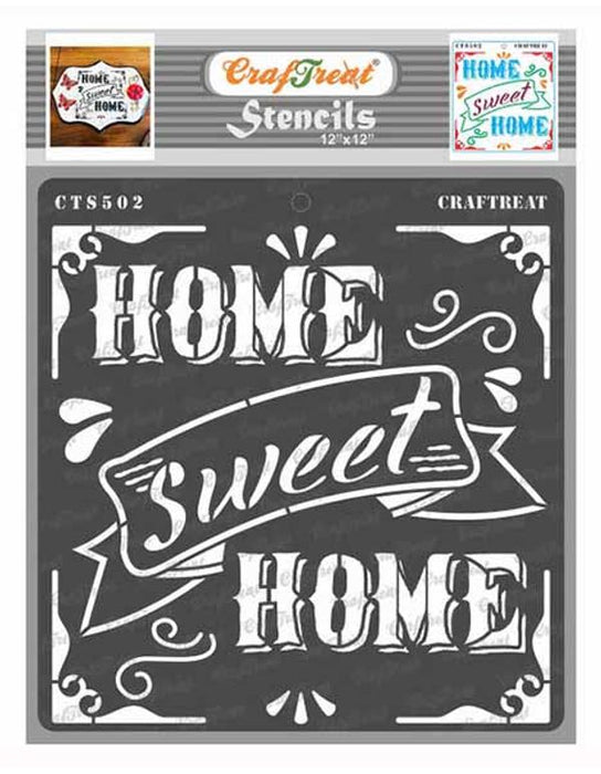CrafTreat Home Sweet Home Stencil 12x12 Inches for Home D