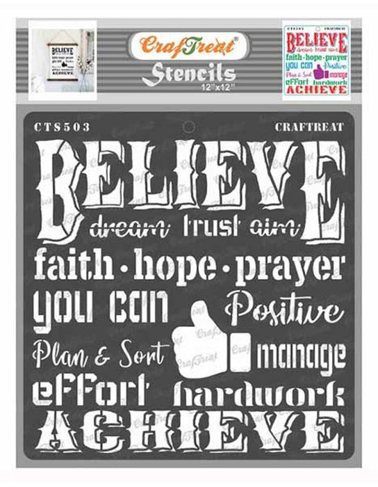 CrafTreat Inspirational Quotes Stencil 12x12 Inches