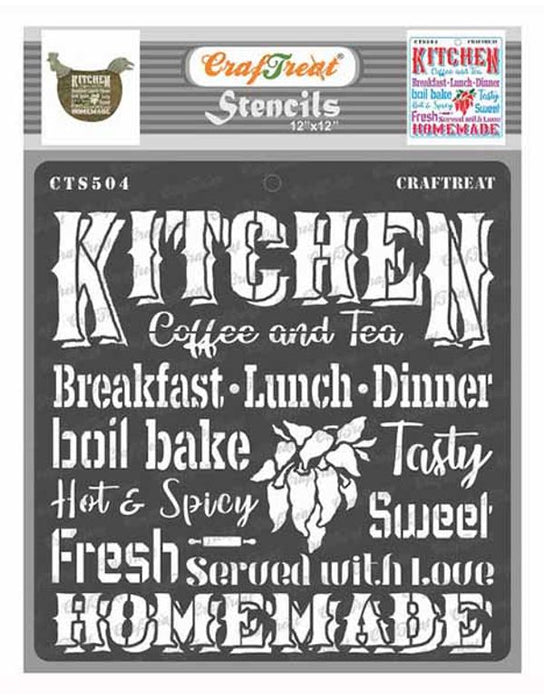 CrafTreat Kitchen Stencil Quotes 12x12 Inches for Craft