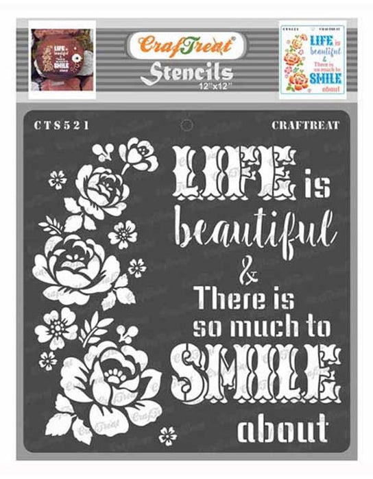 CrafTreat Inspirational Stencil 12x12 Inches for Wall Painting