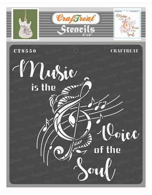 CrafTreat Music Stencil Quotes 6x6 Inches for Crafts