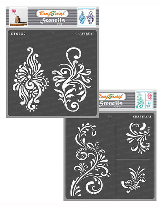 Craft Flourish Floral Stencil For Mixed Media Wall Painting Art & Craft 6 x  6
