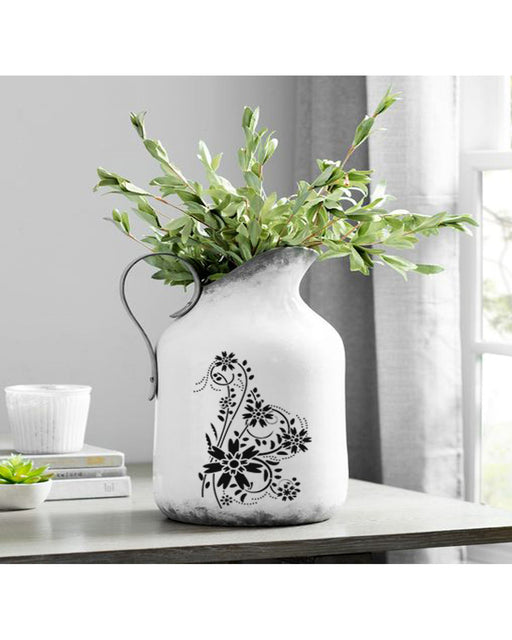 floral flourish stencil for flower vase design ideas