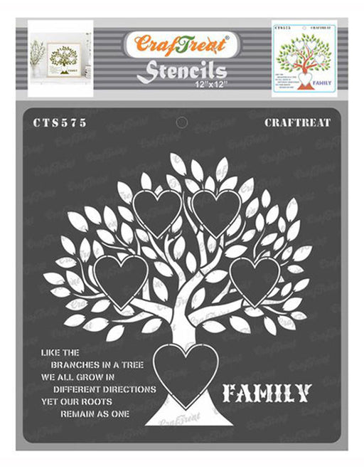 CrafTreat Family Tree 12 Inches StencilCTS575