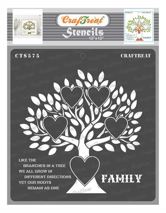 CrafTreat Family Tree Stencil Quote Stencil