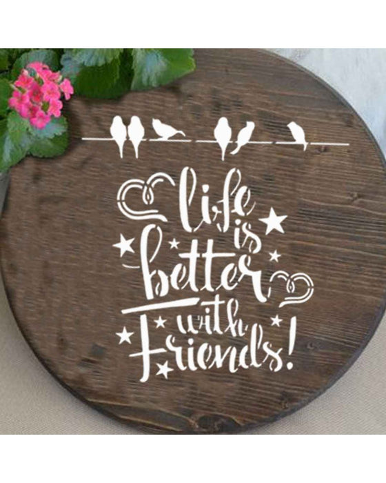 CrafTreat Friends are Chosen Family and Better with Friends Stencil 6x6 Inches CrafTreat