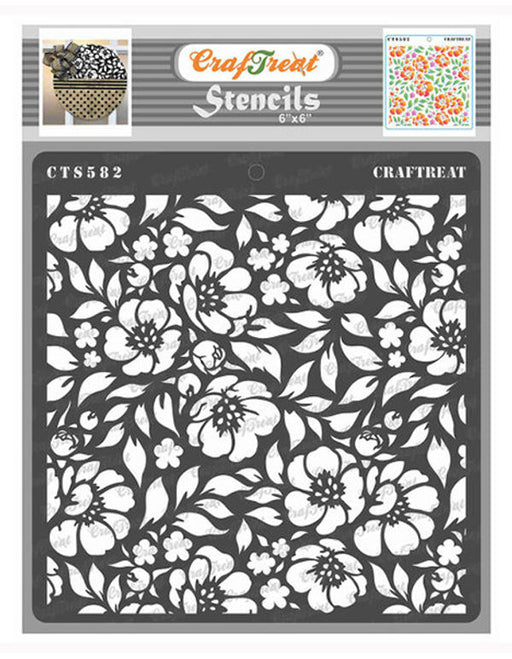 CrafTreat Anemone Background Stencil 6x6 Inches for Texture Designs