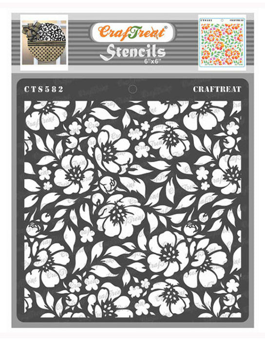 CrafTreat Flower Stencils for Painting on Wood, Canvas, Paper, Fabric,  Floor, Wall and Tile - Anemone Background - 6x6 Inches - Reusable DIY Art  and