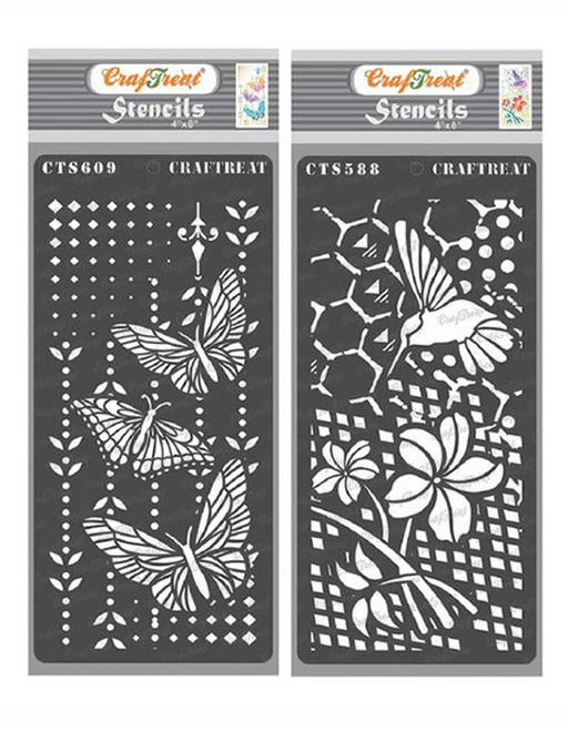 CrafTreat Flower and Hummingbird and Butterfly Magic Stencil Quote Stencil 