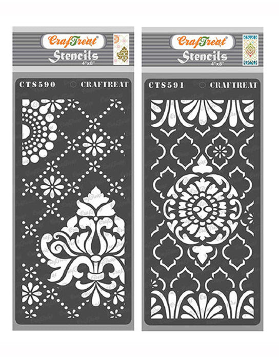 CrafTreat Dots and Damask and Lattice Damask Stencil Mixed Media Stencil 