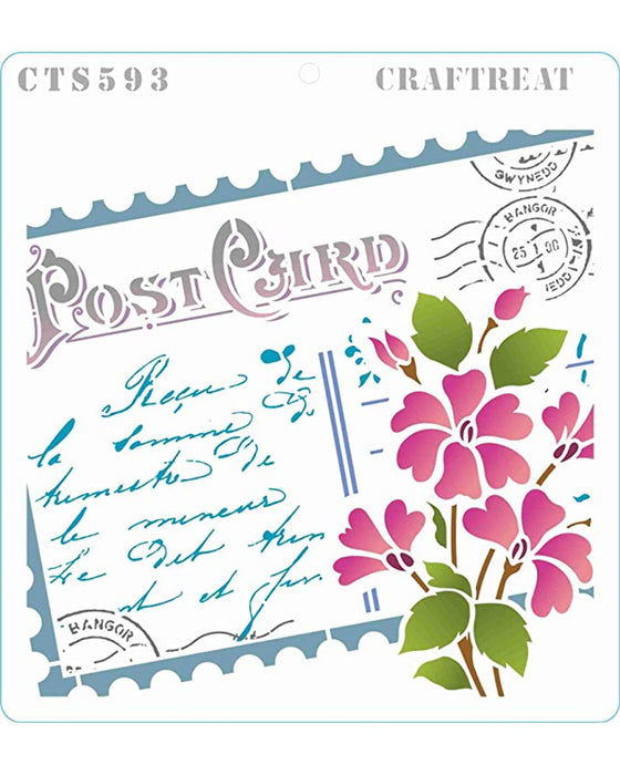 Post card stencil for post box decorations 