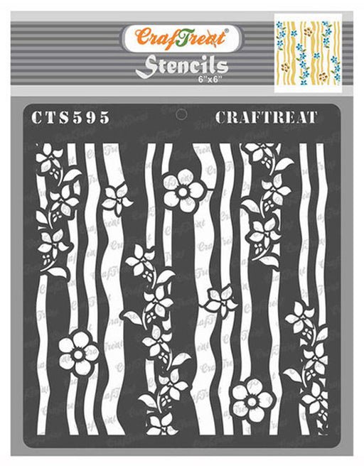 CrafTreat Stripes and Flowers Stencil Mixed Media Stencil