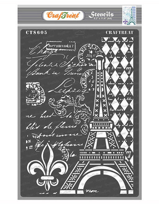 CrafTreat Eiffel Tower Script Stencil for Cards