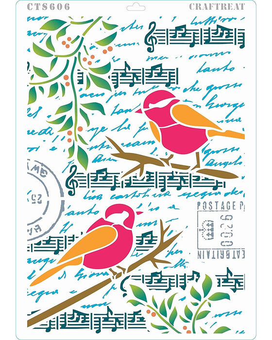 CrafTreat Bird Song Stencil A4