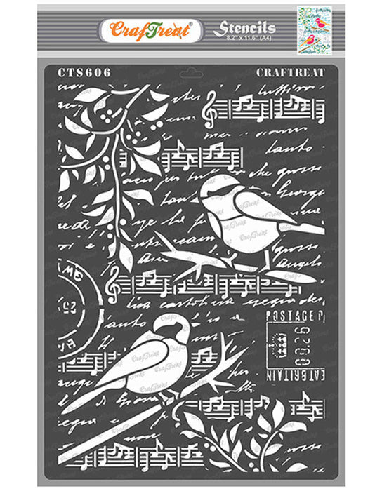 CrafTreat Bird Song Stencil for Cards