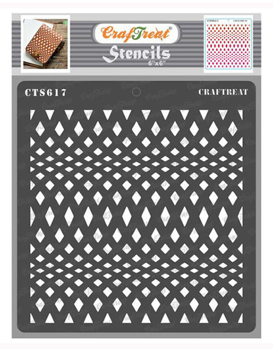 CrafTreat Wavy Diamonds Stencil 6x6 Inches for Arts and Crafts