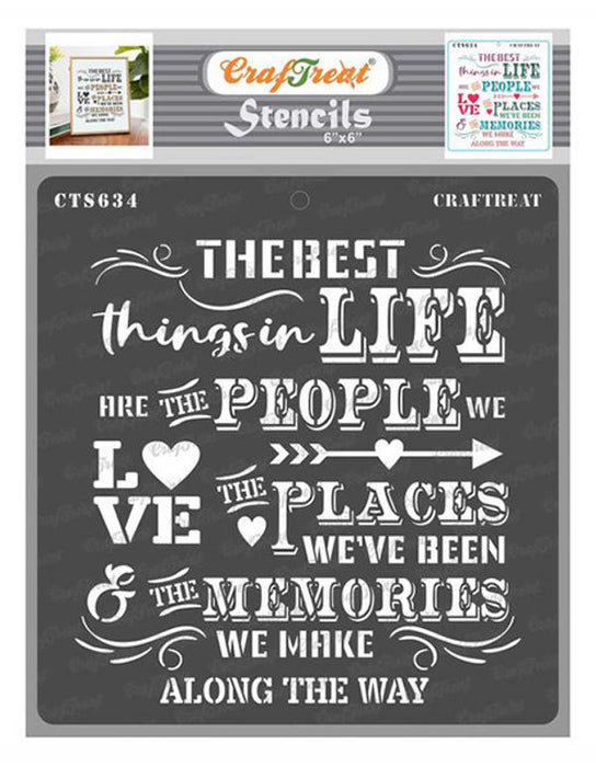 CrafTreat The Best things in life Stencil for Art and Craft Paintings