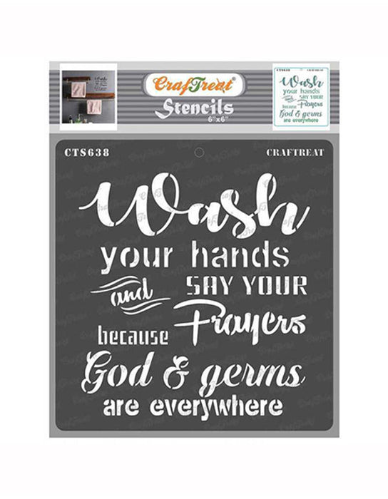 CrafTreat Wash your hands Stencil for Art and Craft Paintings