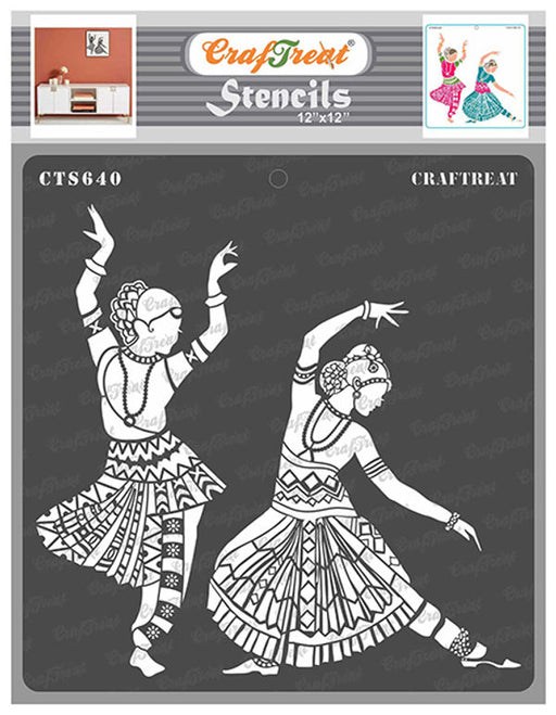 Buy Indian Classical Dance Stencil for Paintings 12x12 Inches