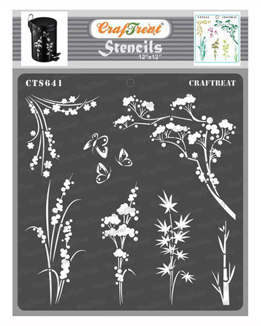 CrafTreat Wild Flowers Stencil for Art and Craft Paintings