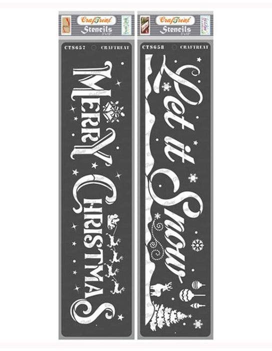 CrafTreat Merry Christmas and Let it Snow Stencil 3x12 Inches CrafTreat