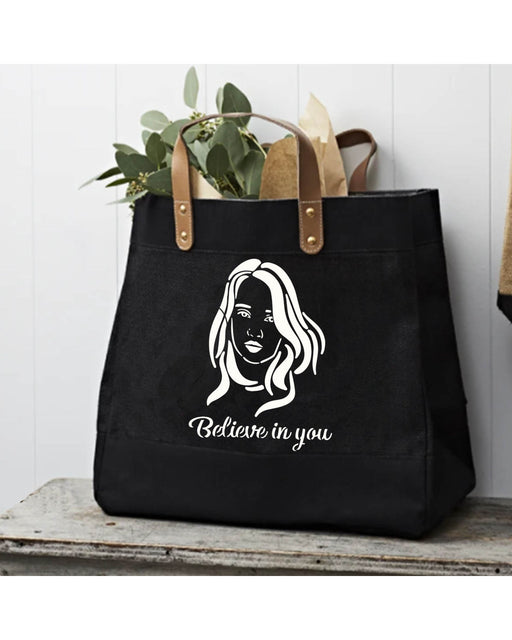 CrafTreat Be You Motivational Girl Quote Stencil on Tote Flower Bag