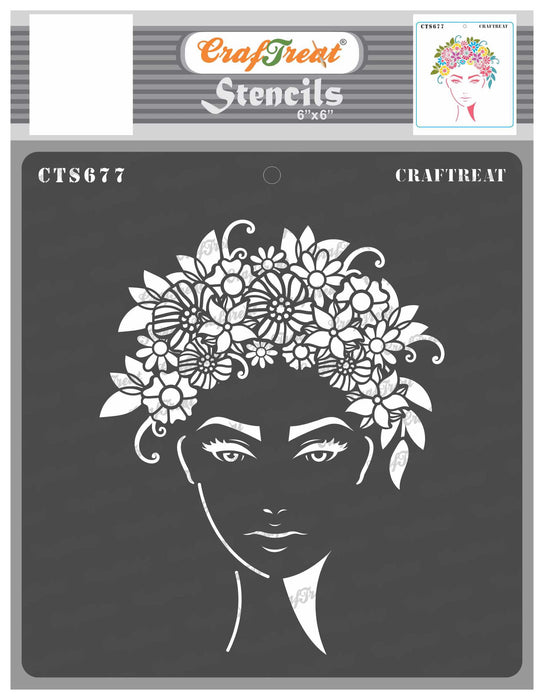 CrafTreat Flower Girl Stencil 6x6 Inches