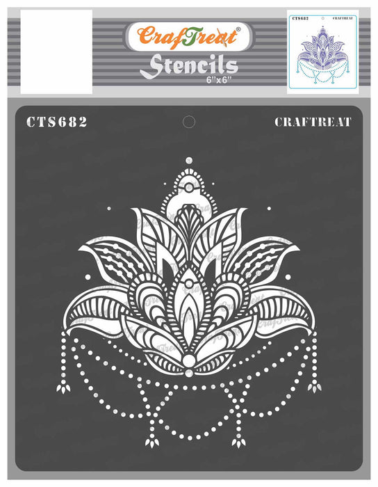 CrafTreat Lotus Accent Stencil 6x6 Inches