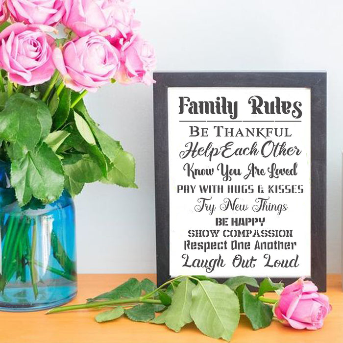 CrafTreat Family Rules Stencil for Wall Hanging Frames