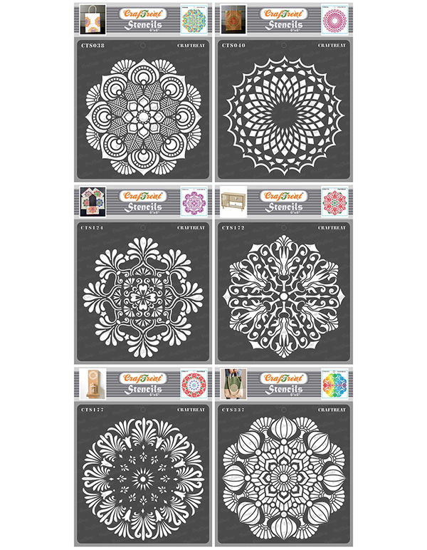 CrafTreat Mandala Designs Bundle Stencil (6 Pcs) 6x6 Inches Online
