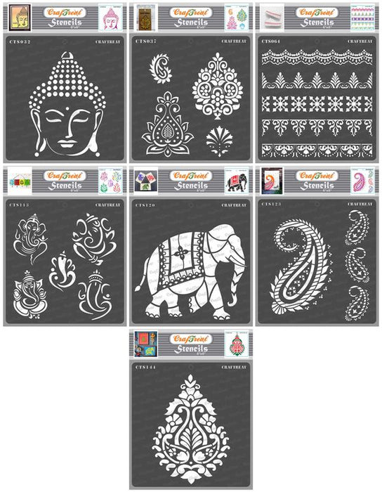 CrafTreat Indian Theme Bundle Stencil SET