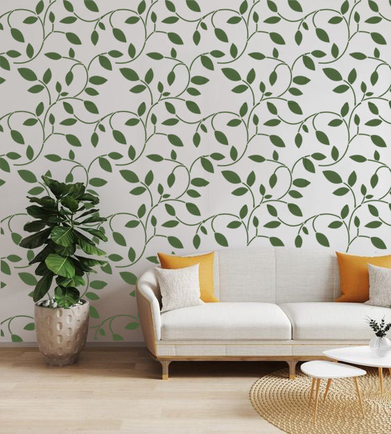 Buy Reusable Tropical Leaf Stencil for Wall Painting, Decorative Leaves Background Stencil |botanical Stencil 23x23 Inches Online | CrafTreat
