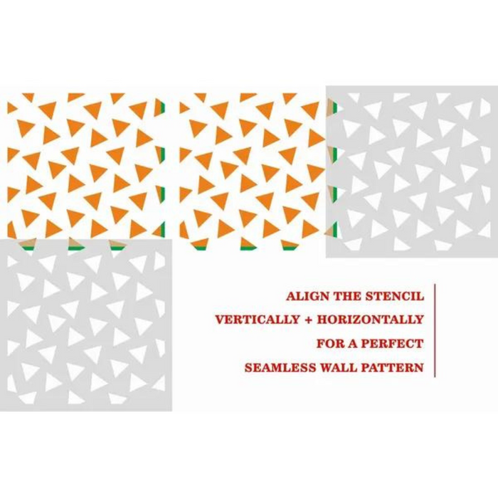 CrafTreat Modern Triangle Stencil for Walls, Decorative Large Triangles Stencil Designs | Wall Stencil Geometric | Geometric Patterns 23x23 Inches
