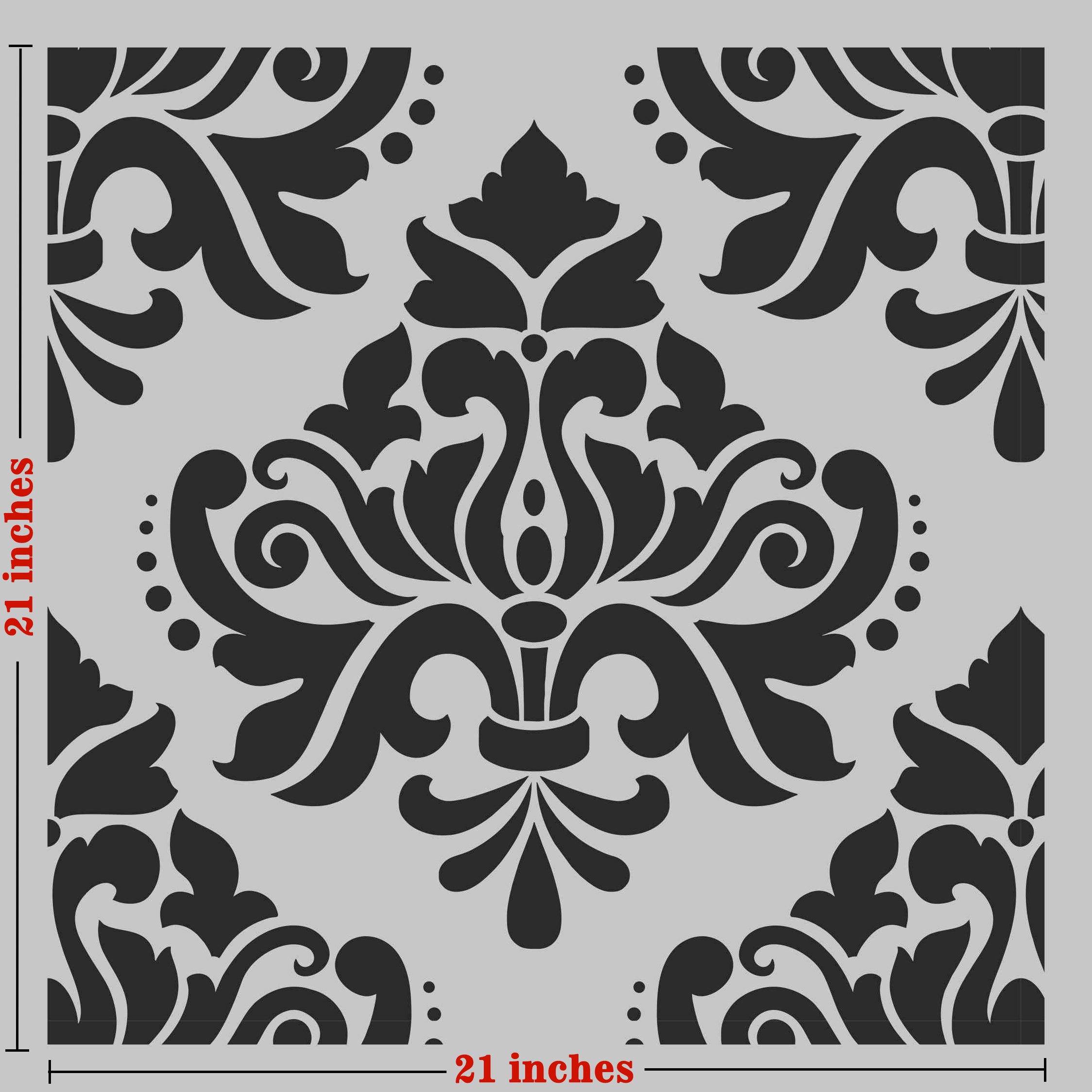 Buy Reusable Damask Stencil for Wall Paintings Geometric Damask