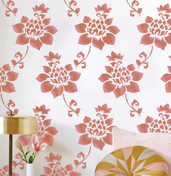 Reusable Floral stencils Paintings on Walls Floor and Wood Designing 