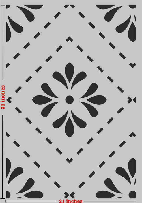 CrafTreat Large Flower Tile and Scandinavian Stencil for Tiles Floors Stencil Geometric Pattern Stencil