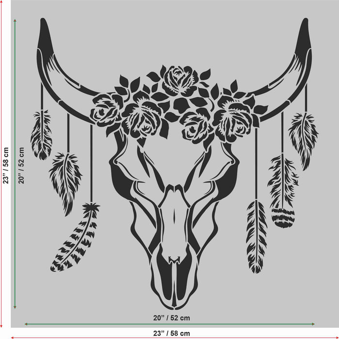 CrafTreat Bull Head Wall Stencil Decor | Animal Stencil| Decorative Cow|Bull Head Stencil 23x23 Inches