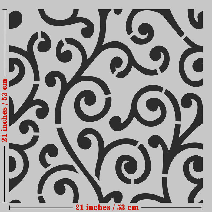 CrafTreat Swirl Pattern Stencil for Painting Walls, Background Pattern Stencil | Geometric Stencil | Filigree Stencil for Wall Paintings 23x23