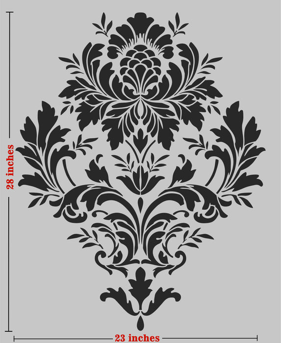 CrafTreat Large Damask Stencil for Wall Paintings | Geometric Brocade Pattern Stencil For Walls | Background Pattern Wall Stencils 30x25