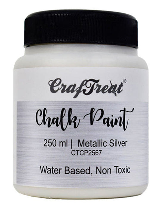 CrafTreat Chalk Paint Metallic Silver 250ml