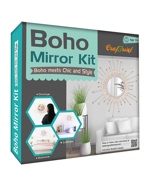 CrafTreat Boho Mirror Kit Natural Color DIY Kits for Teens and Adults Paintings