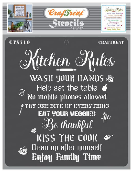 CrafTreat Kitchen Rules Stencil Home Décor Stencil 